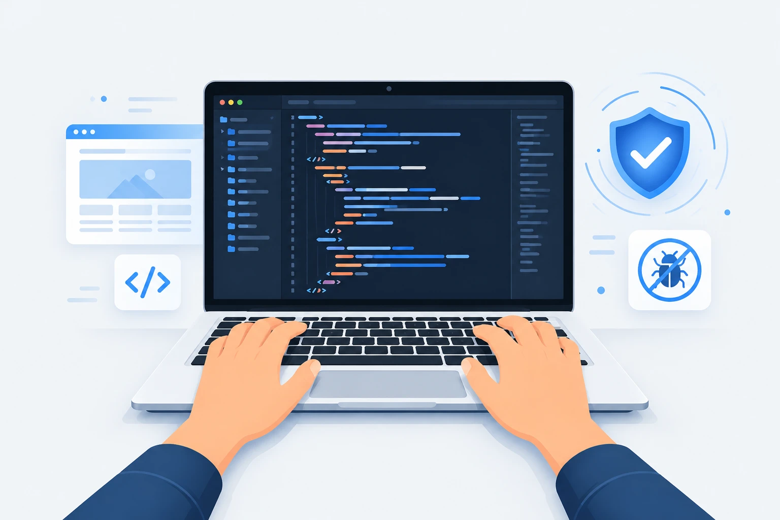Computer screen displaying HTML code