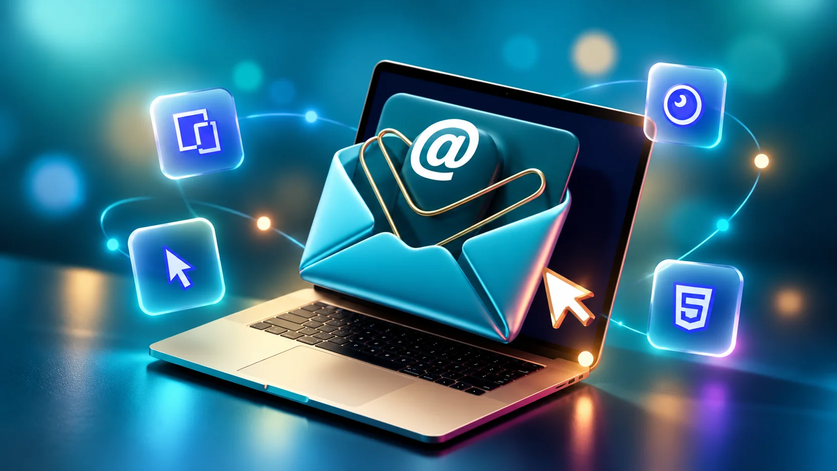 Person typing an email on a laptop